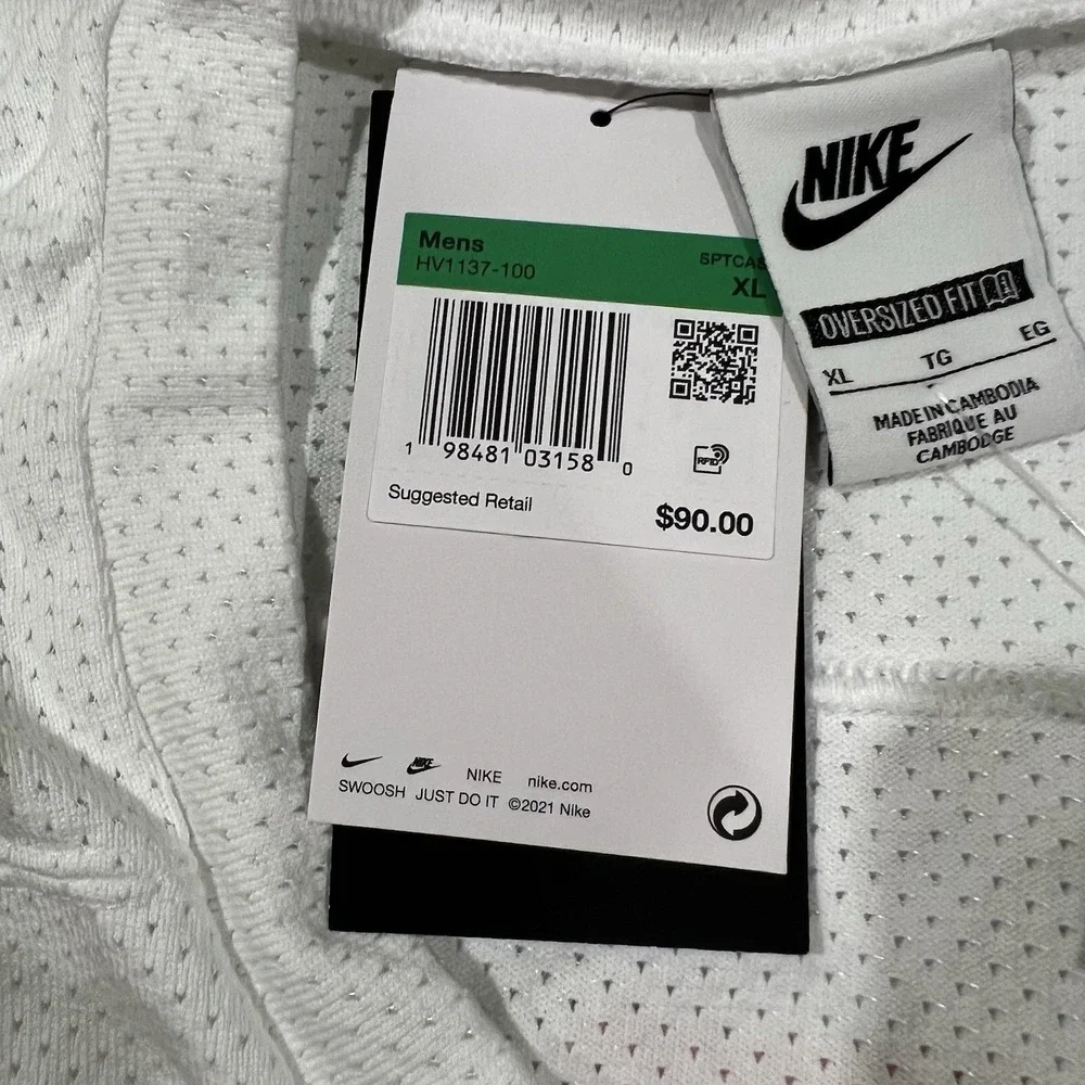 NEW NIKE Sportswear Club Hockey Oversized Men's White/Red  Jersey HV1137-100 XL